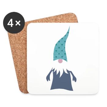 Gnome Dots Points Woodland Gnome Nursery de Noël - Dessous de verre (lot de 4) - blanc - Devant