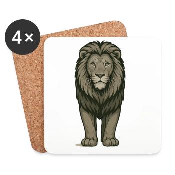 Majestic lion in powerful illustration - Coasters (set of 4) - white - Front