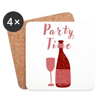 Party Time – Party Time – Wine Art Design - Coasters (set of 4) - white - Front