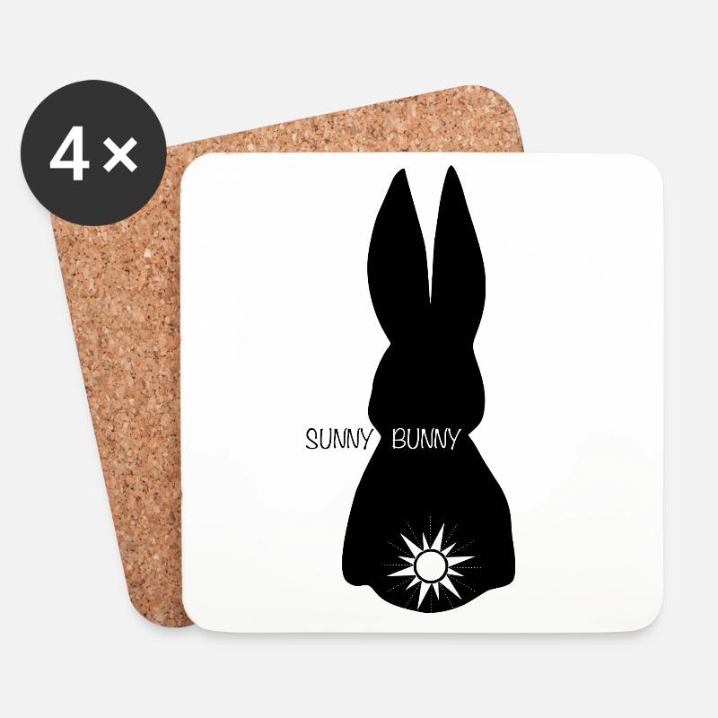 Sunny Bunny Hase mit Sonne - Untersetzer (4er-Set) - Weiß