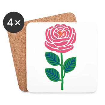 Pink Rose Pop Style - Dessous de verre (lot de 4) - blanc - Devant