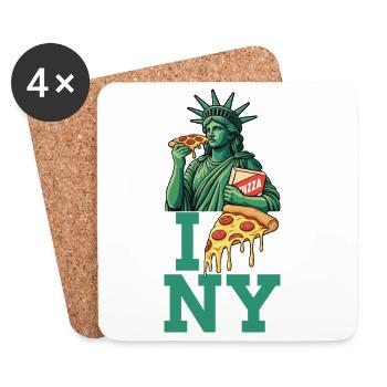 I Love NY Pizza Funny Food Lover Statement - Coasters (set of 4) - white - Front