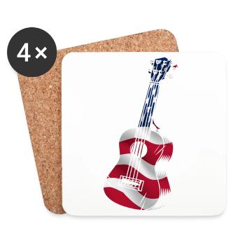 Hawaiian Ukulele Uke American Flag - Untersetzer (4er-Set) - Weiß - Vorne