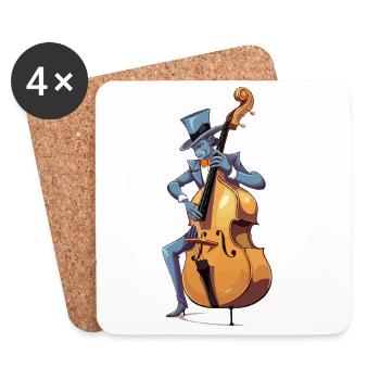 Blue Jazz Bass Master in Top Hat - Coasters (set of 4) - white - Front