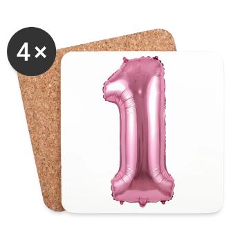 Geburtstag Shirt, 1. Geburtstag Ballon - Untersetzer (4er-Set) - Weiß - Vorne