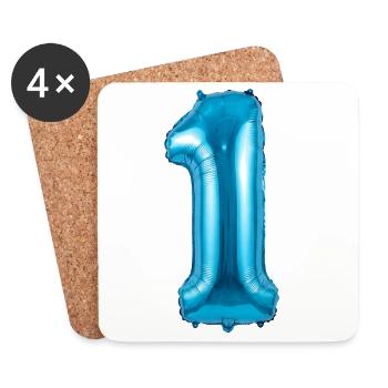 1st Birthday, First Birthday Balloon Blue - Coasters (set of 4) - white - Front