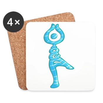 Yoga, gezogenes Wort - Untersetzer (4er-Set) - Weiß - Vorne