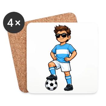 Fußball Junge Argentinien Fan Argentinische Flagge - Untersetzer (4er-Set) - Weiß - Vorne
