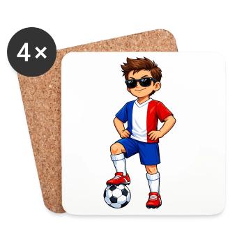 Soccer Boy France Fan Drapeau français - Dessous de verre (lot de 4) - blanc - Devant