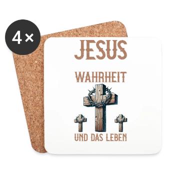 Jesus Der Weg DIe Wahrheit Und Das Leben - Untersetzer (4er-Set) - Weiß - Vorne