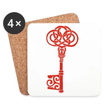 Clef celtique rouge - Dessous de verre (lot de 4) - blanc - Devant