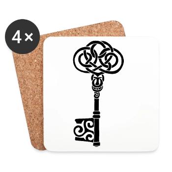 Clef celtique noire - Dessous de verre (lot de 4) - blanc - Devant
