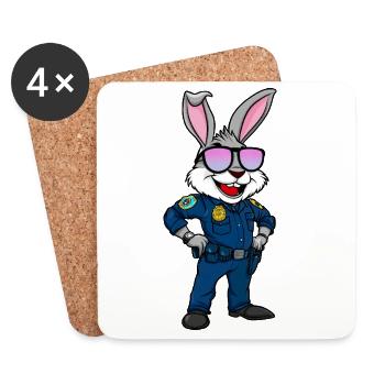 Lapin de la Police - Dessous de verre (lot de 4) - blanc - Devant