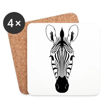 Zebra Illustration - Untersetzer (4er-Set) - Weiß - Vorne