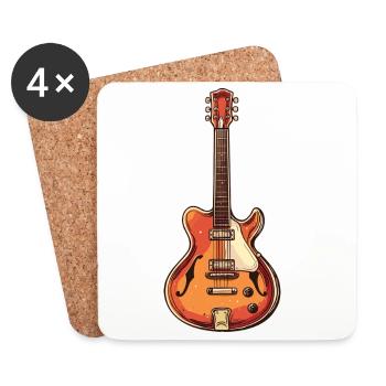 Vintage E-Gitarre Illustration - Untersetzer (4er-Set) - Weiß - Vorne