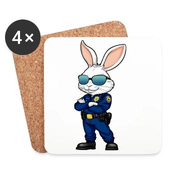 Lapins de la Police - Dessous de verre (lot de 4) - blanc - Devant