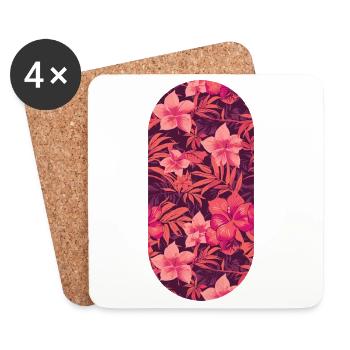 Hibiscus Night Tropical Pattern - Coasters (set of 4) - white - Front