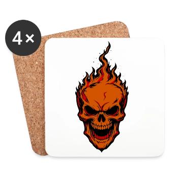 Flames Skull Skull Fire Design - Coasters (set of 4) - white - Front