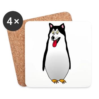 Chien ou pingouin ? - Dessous de verre (lot de 4) - blanc - Devant