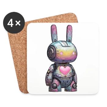 Pastellroboter Herzhart - Untersetzer (4er-Set) - Weiß - Vorne