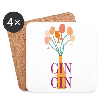 Aperitif Typografie - Untersetzer (4er-Set) - Weiß - Vorne