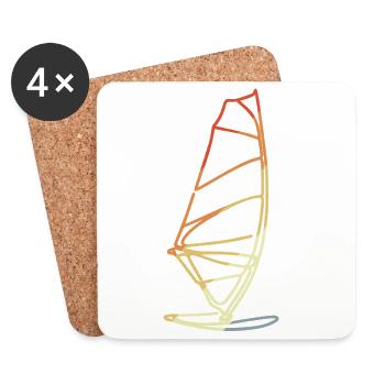 Windsurfing in retro style - Coasters (set of 4) - white - Front