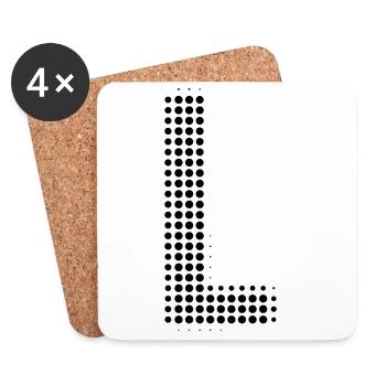 Buchstabe L – Punktmuster Initial Design - Untersetzer (4er-Set) - Weiß - Vorne