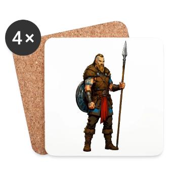 Viking warrior with fur cape - Coasters (set of 4) - white - Front
