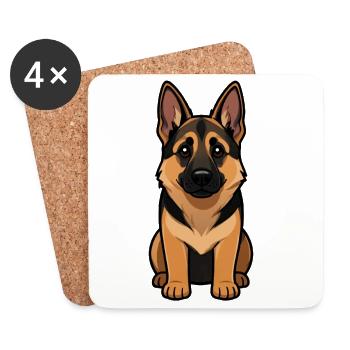 Cadeau pour chiot berger allemand - Dessous de verre (lot de 4) - blanc - Devant