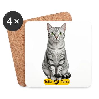 Terra Cat Silver Tabby - Dessous de verre (lot de 4) - blanc - Devant