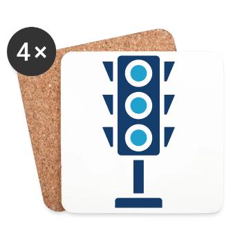Traffic Light Solid Icon Road Signal Transport Sym - Coasters (set of 4) - white - Front