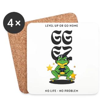 Montée de niveau du joueur grenouille - Dessous de verre (lot de 4) - blanc - Devant