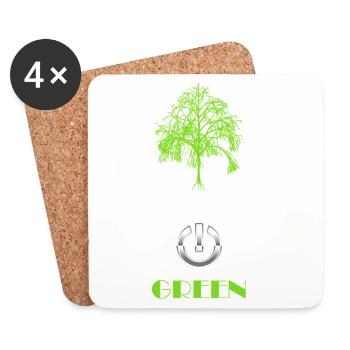 Green Power Tree Logo - Coasters (set of 4) - white - Front