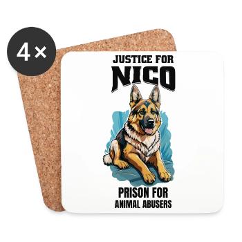 Justice pour Nico contre la cruauté envers les animaux - Dessous de verre (lot de 4) - blanc - Devant
