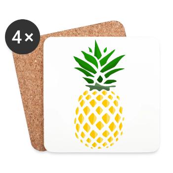 Ananas Tropenprint  - Untersetzer (4er-Set) - Weiß - Vorne