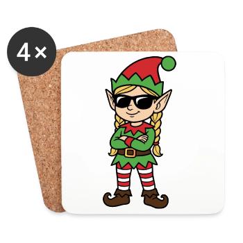 Elfe rebelle vert rouge - Dessous de verre (lot de 4) - blanc - Devant