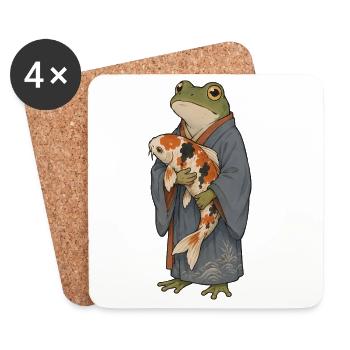 Poisson koi carpe carpe koi KOI-GRENOUILLE Étang du jardin de koi - Dessous de verre (lot de 4) - blanc - Devant