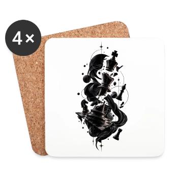 Chess Art -Epic Broken King & Board- - Coasters (set of 4) - white - Front