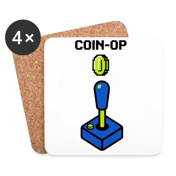 Coin Op Joystick Pixel Logo - Untersetzer (4er-Set) - Weiß - Vorne