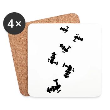 Icône du symbole du moulinet de pêche - Dessous de verre (lot de 4) - blanc - Devant