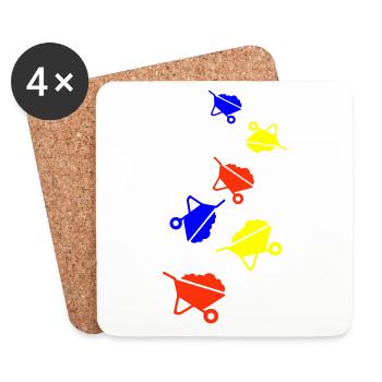 Wheelbarrow symbol - Coasters (set of 4) - white - Front