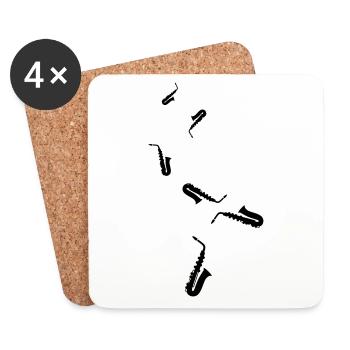 Symbole de trompette - Dessous de verre (lot de 4) - blanc - Devant