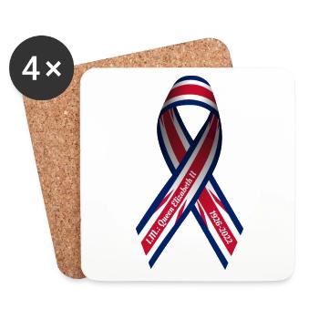 Solidarité Mort Elizabeth II Ruban de paix - Dessous de verre (lot de 4) - blanc - Devant