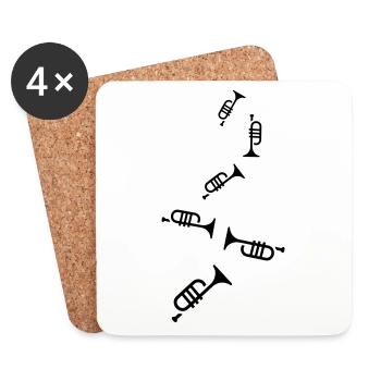 Trumpet Instrument - Coasters (set of 4) - white - Front