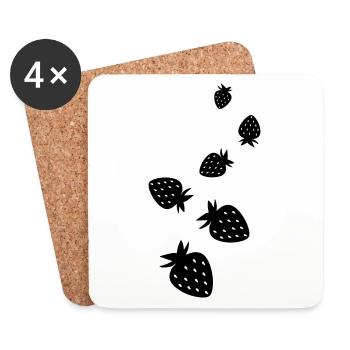 Fruit Strawberry - Coasters (set of 4) - white - Front