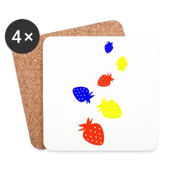 Fruit Strawberry - Coasters (set of 4) - white - Front