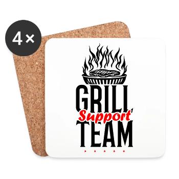 Grill Support Team - Untersetzer (4er-Set) - Weiß - Vorne