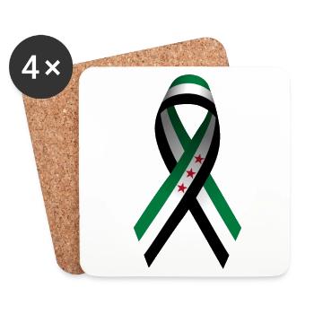 Drapeau de la Syrie Ruban Signe de la paix - Dessous de verre (lot de 4) - blanc - Devant