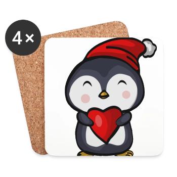 Cute penguin with heart and cap gift - Coasters (set of 4) - white - Front