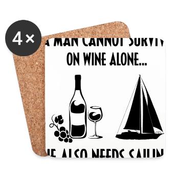 A Man Cannot Survive On Wine Alone He Also Needs S - Untersetzer (4er-Set) - Weiß - Vorne